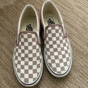 Checkered slip on vans